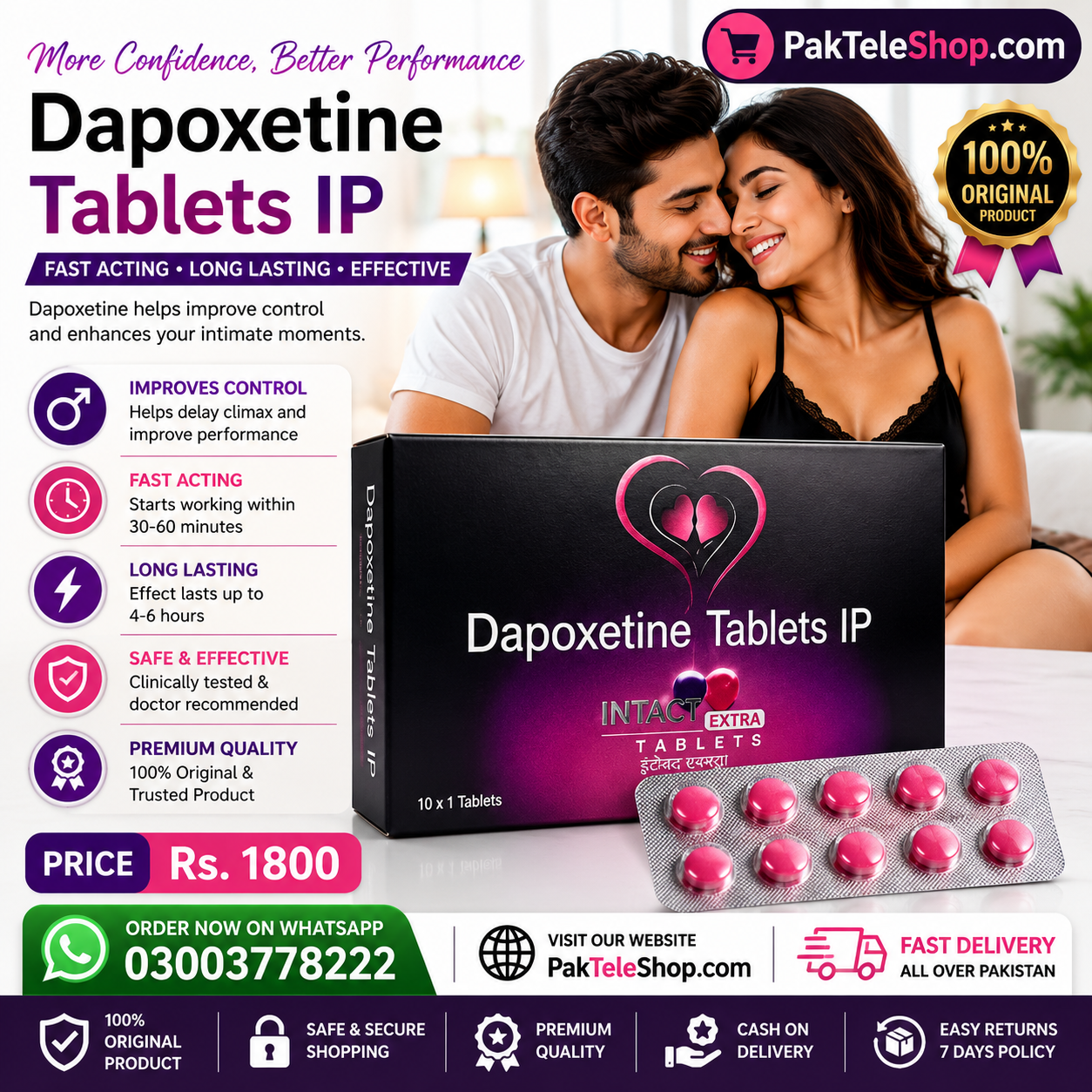 Dapoxetine Tablets In Pakistan - 03003778222