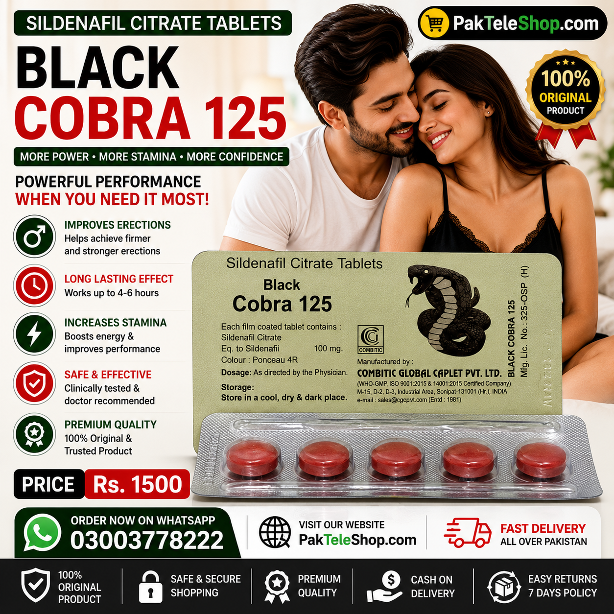Black Cobra Tablets Price In Pakistan - 03003778222