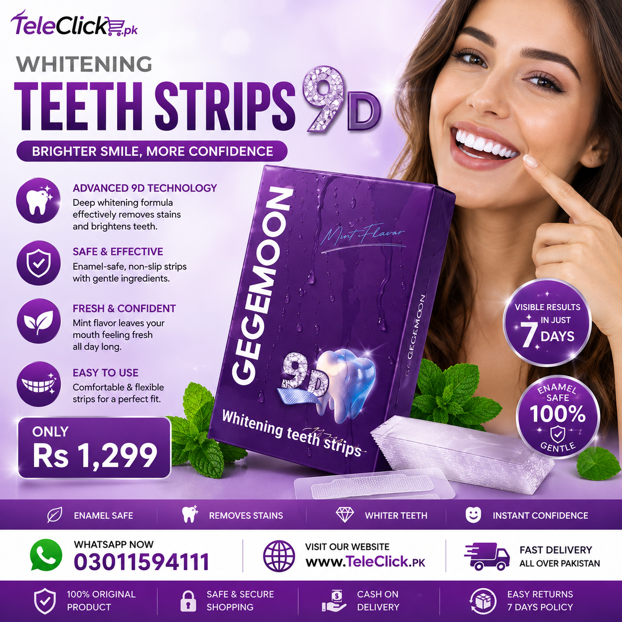 Whitening Teeth Strips 9D In Pakistan - 03011594111