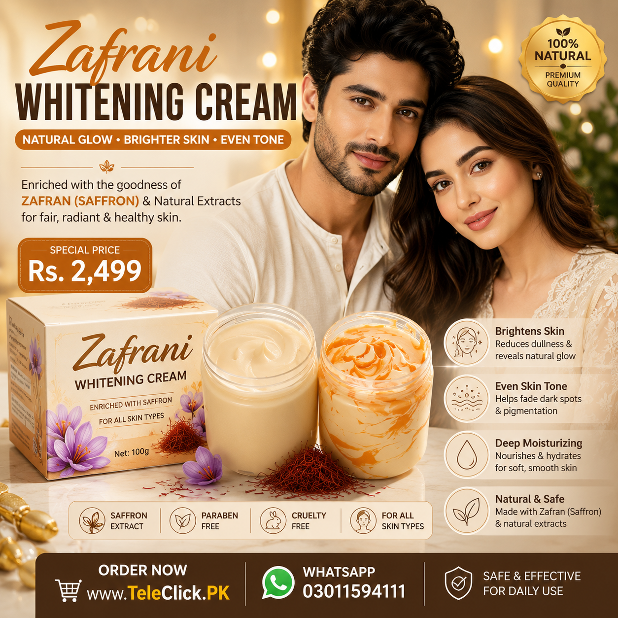 Zafrani Whitening Cream In Pakistan - 03011594111